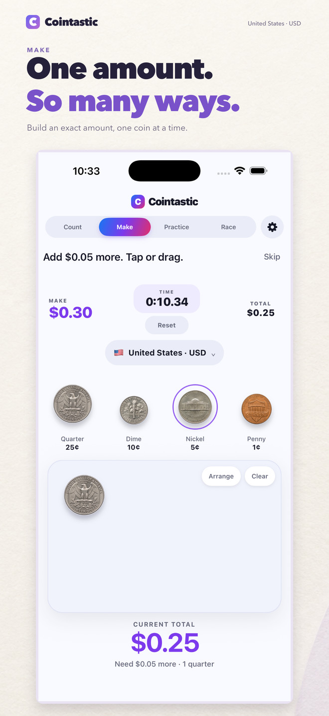 Make exact change in Cointastic for iPhone